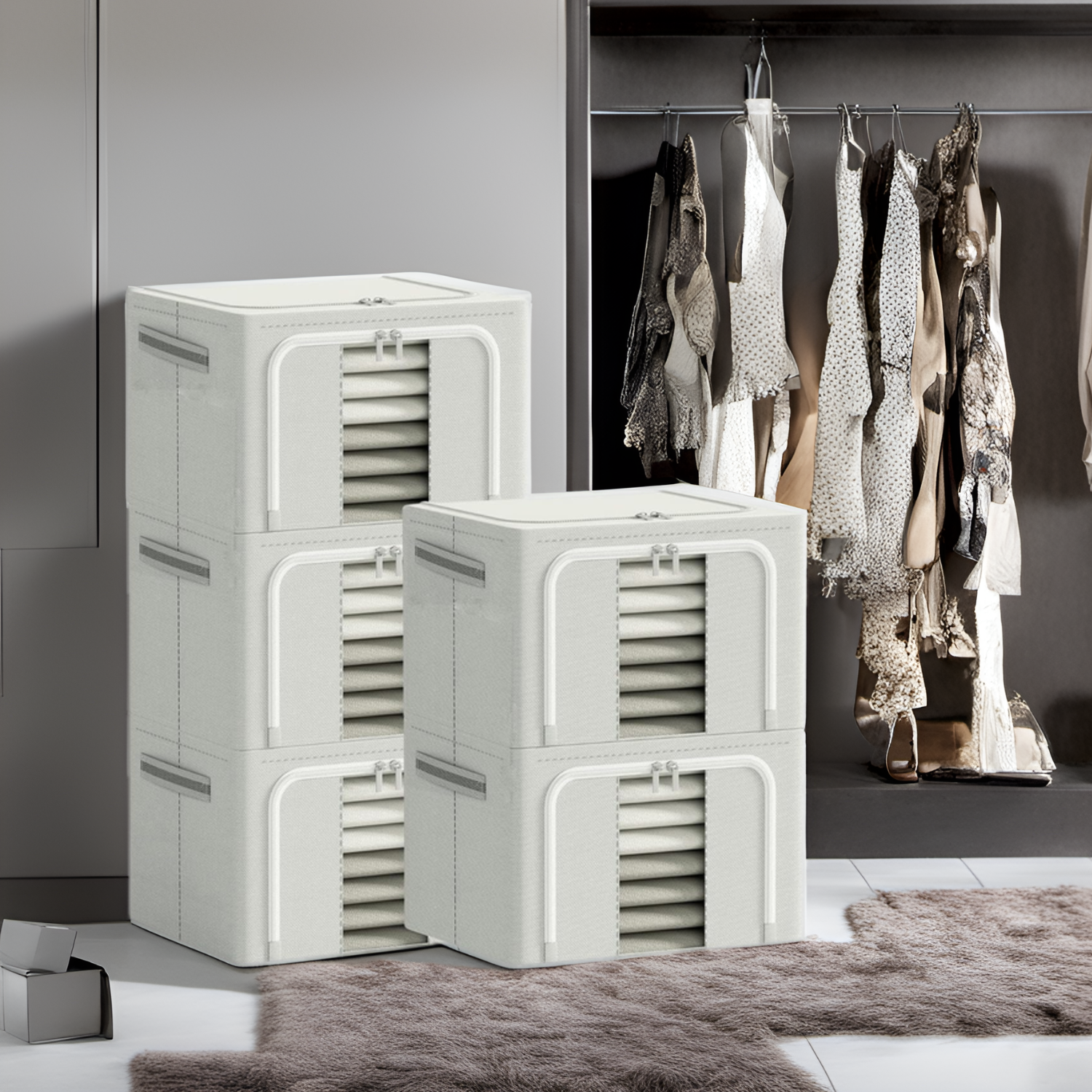 66L Clothes Organizer for Wardrobe - Grey