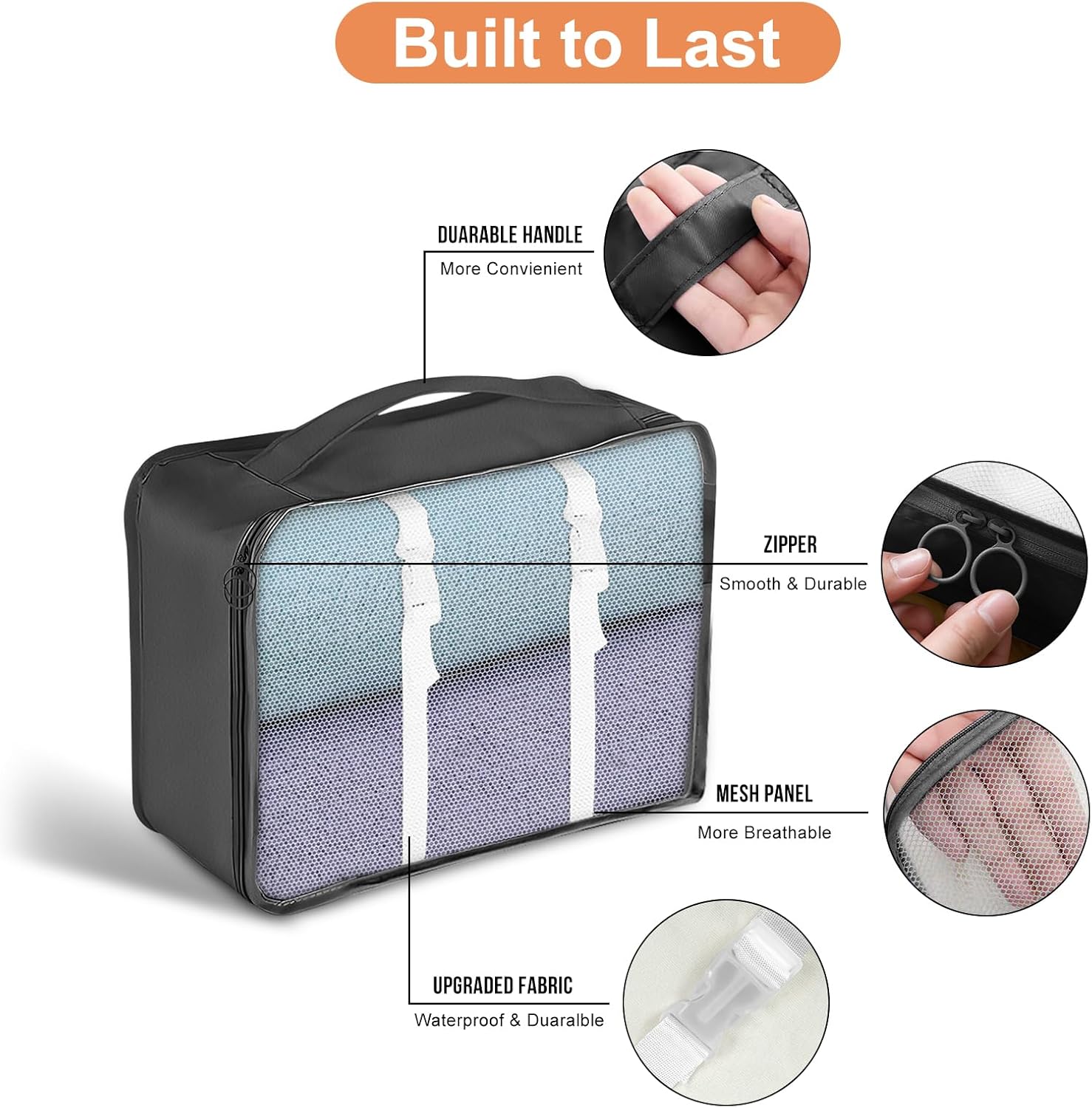 7 Piece Travel Packing Organizers - Black