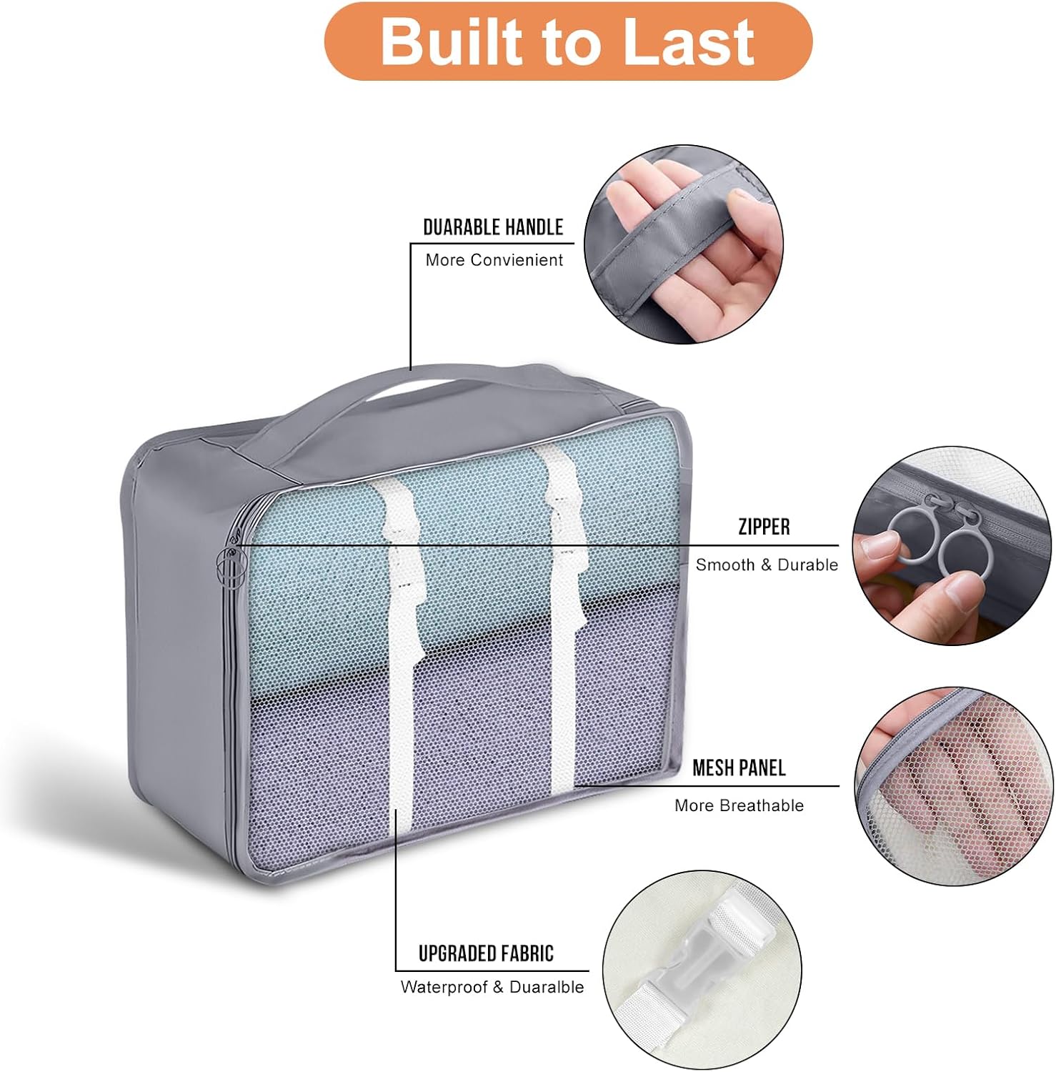 7 Piece Travel Packing Organizers - Grey