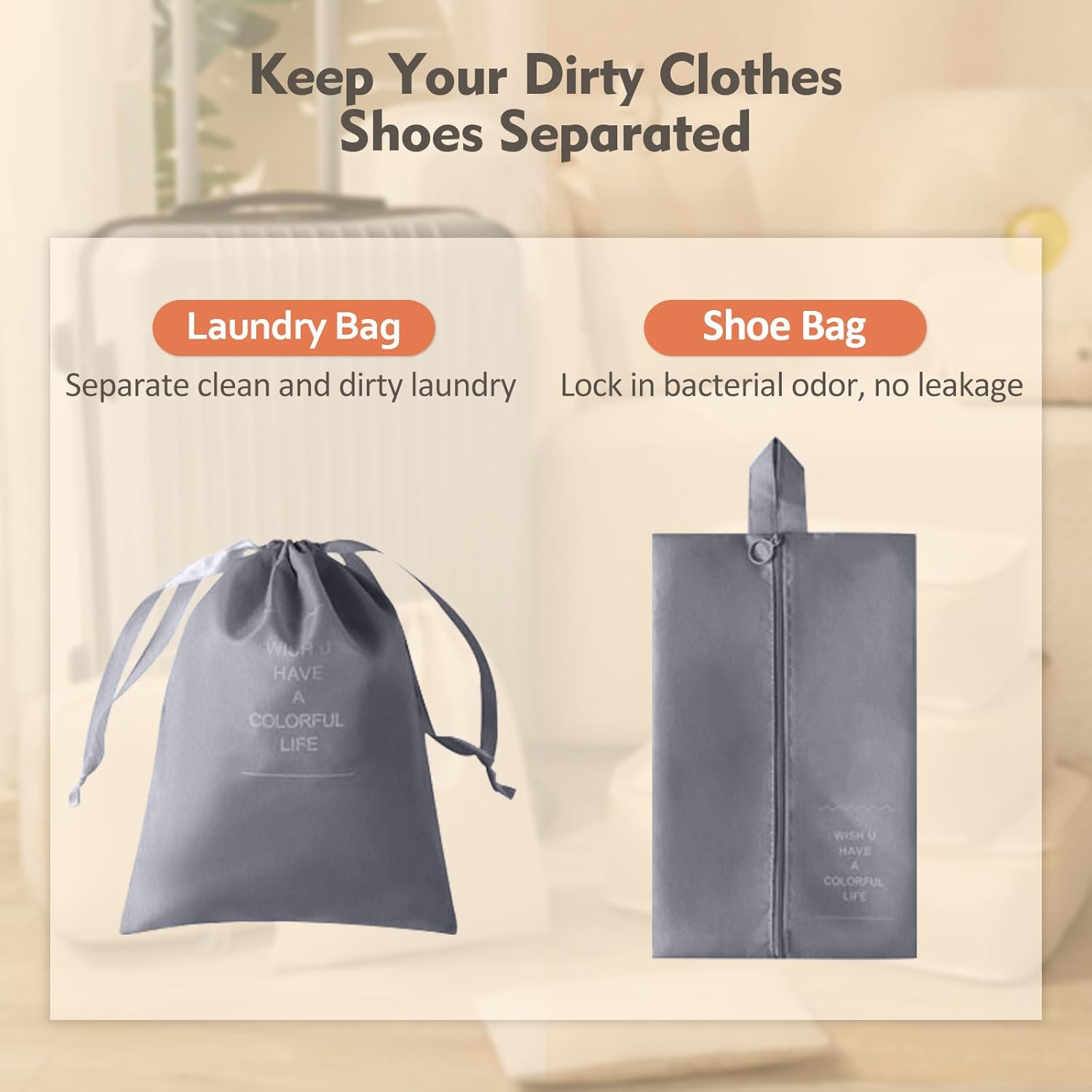 7 Piece Travel Packing Organizers - Grey