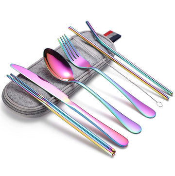Cutlery Set with Case for Travel - 8 Piece