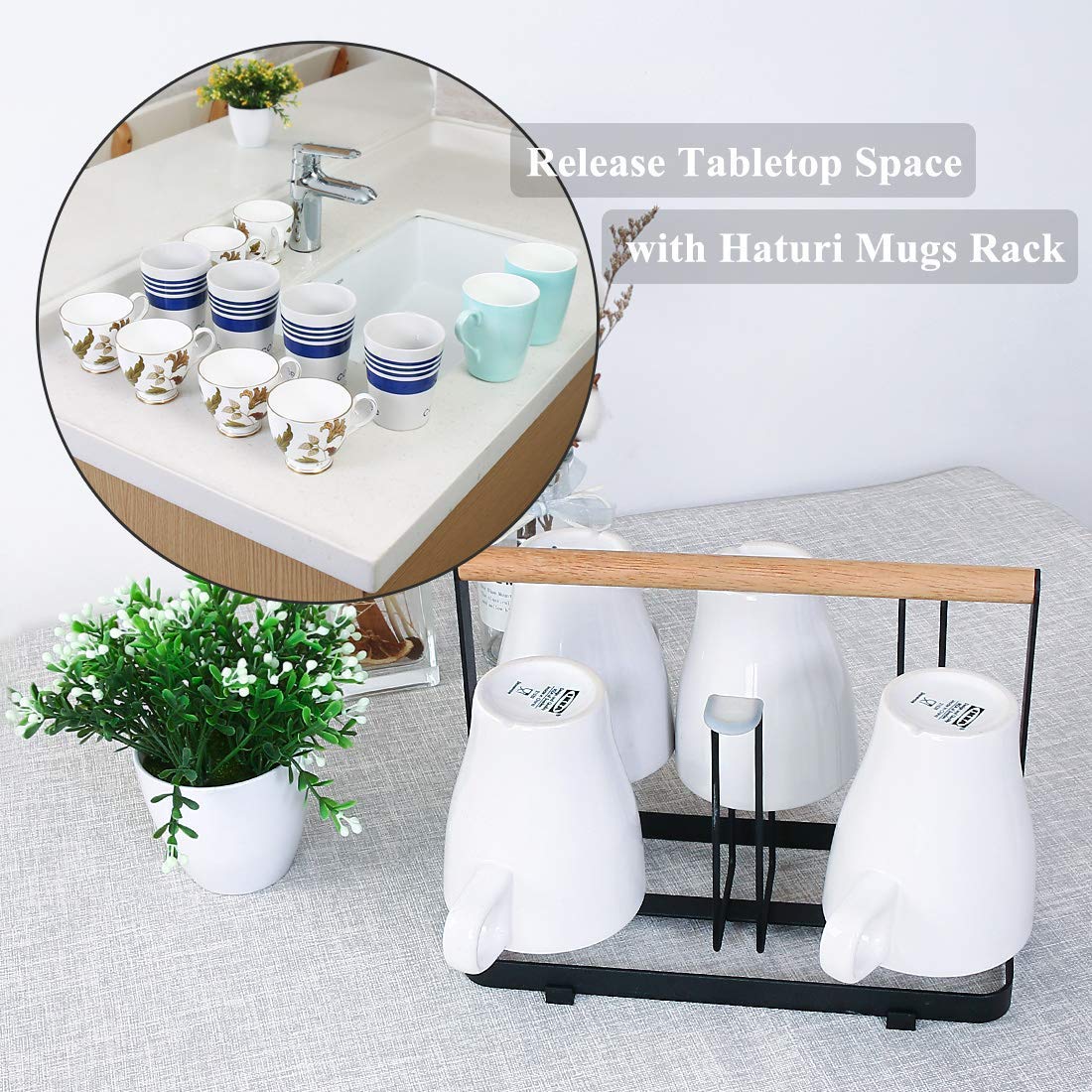 6 Piece Glass Holder & Cup Stand Metal