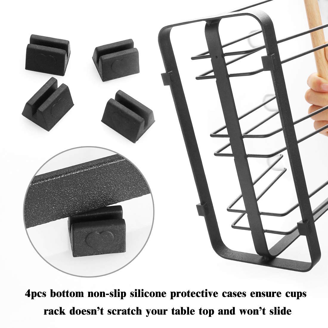 6 Piece Glass Holder & Cup Stand Metal