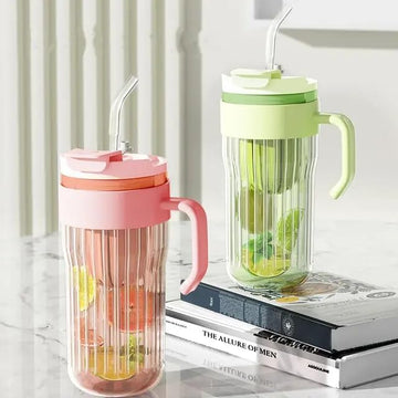 Glasses Tumbler with Airtight Lid & Straw - 500ml