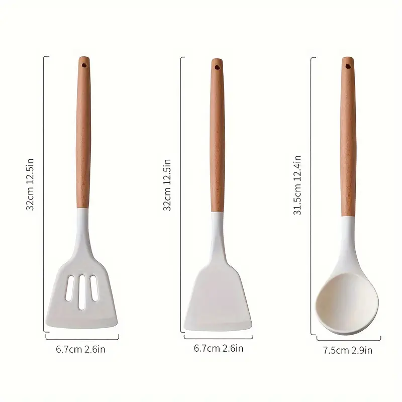 3 Piece Silicone Spatula Cooking Utensil Set