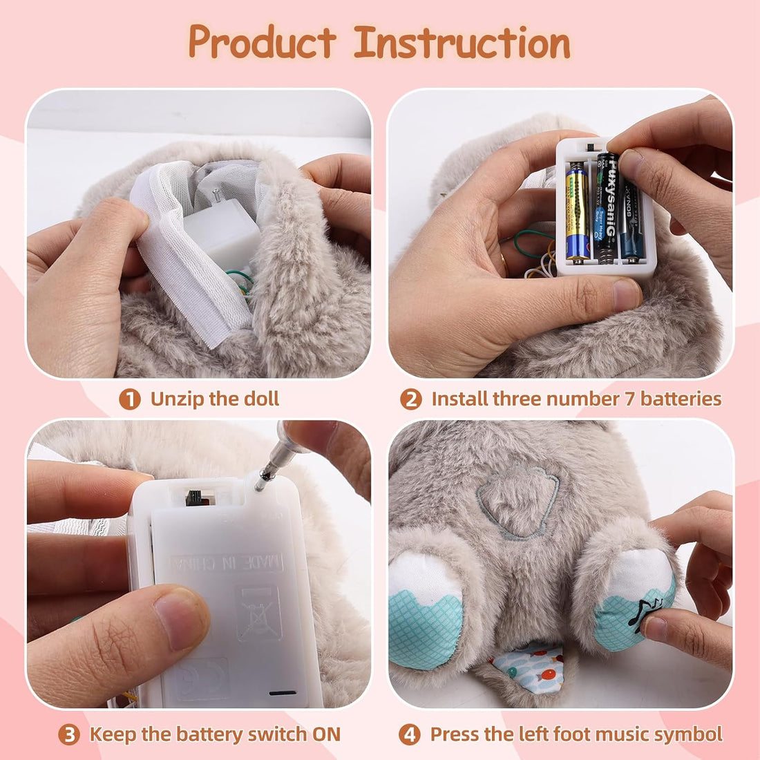 Breathing Teddy Otter Glowing Music for Baby Sleep - Multicolor