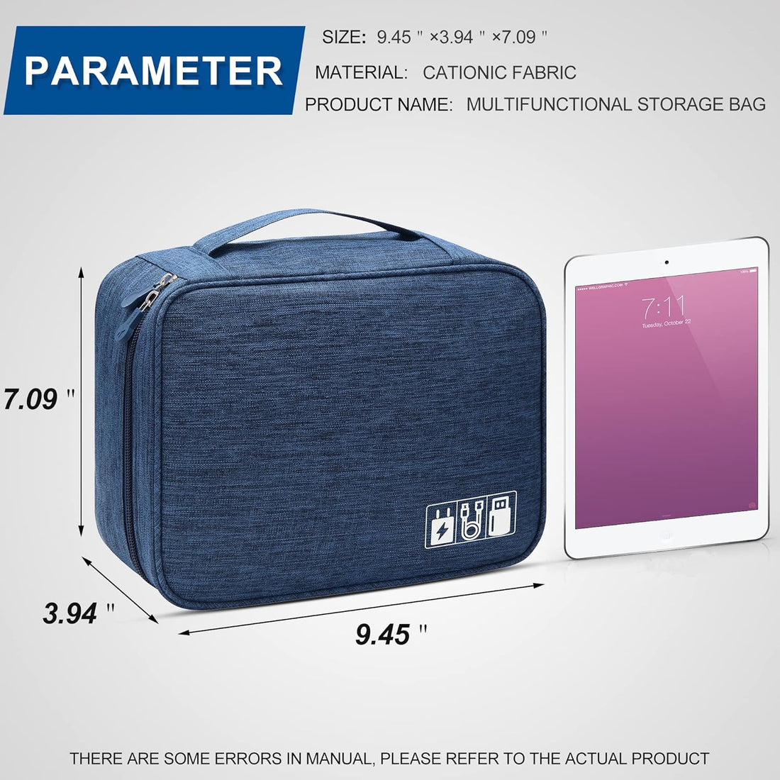 Electronics Accessories Organizer Bag - Blue