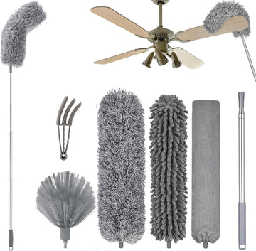 6 Pcs Multifunctional Microfiber High Ceiling Duster with Extension Pole