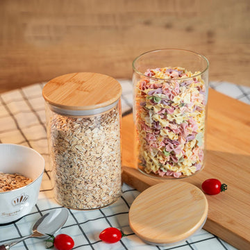 Glass Jars with Bamboo Wooden Airtight Lids - 1200ml