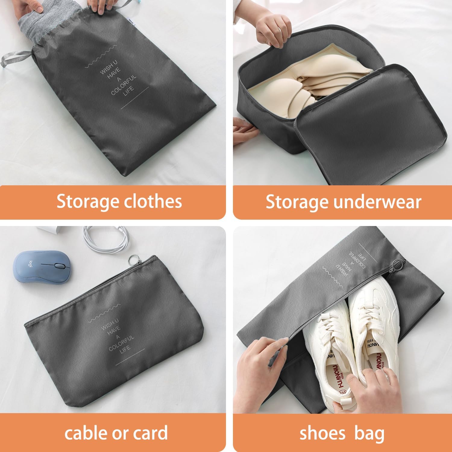 7 Piece Travel Packing Organizers - Black