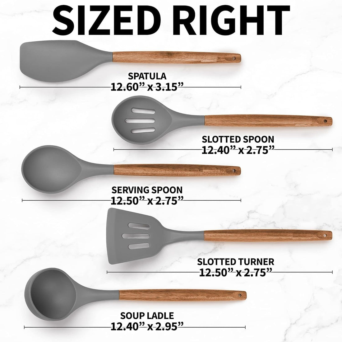 5 Piece Silicone Spatula Cooking Utensil Set