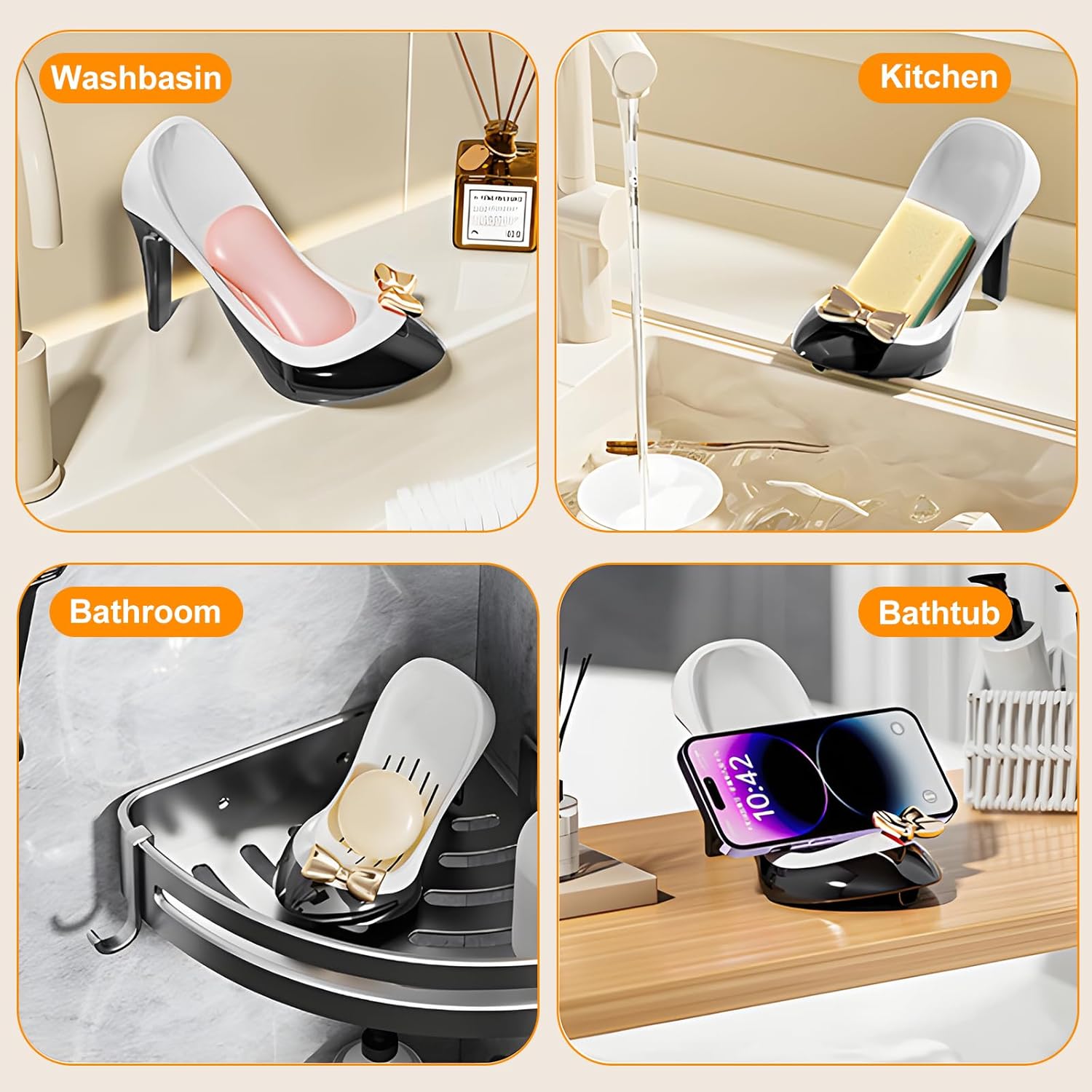 Soap Holder for Wash Basin & Shower - Heel Shape