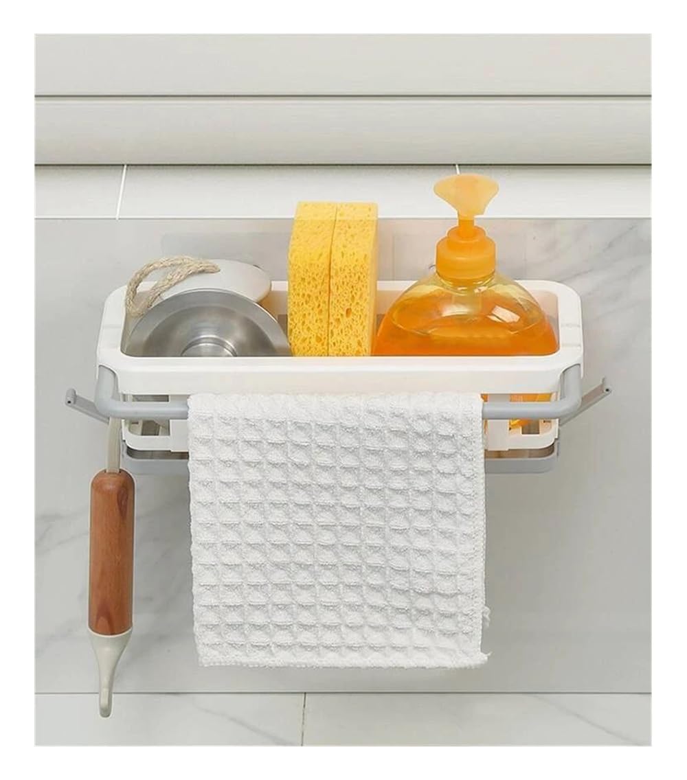 Wall Mount Kitchen Sink Organizer with Towel Rack
