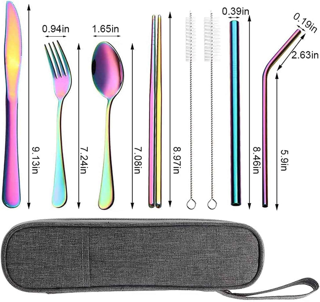 Cutlery Set with Case for Travel - 8 Piece