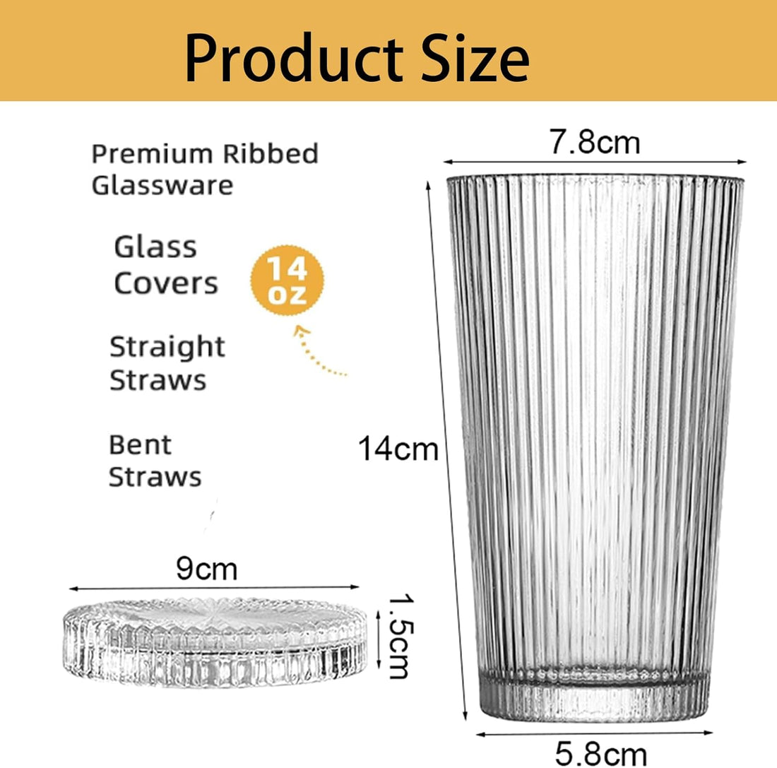 Glass Sipper with Lid and Straw - 380ml