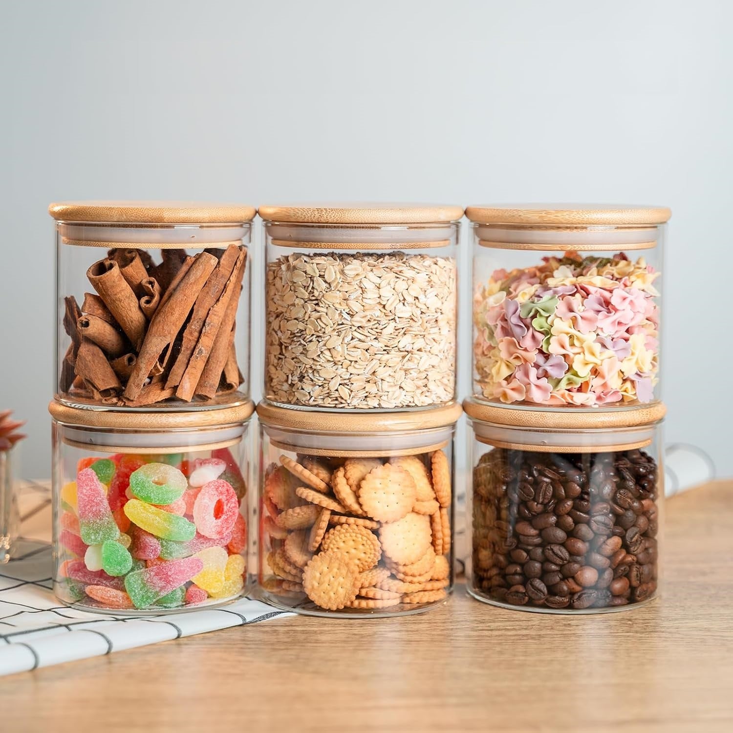 Glass Jars with Bamboo Wooden Airtight Lids - 270ml
