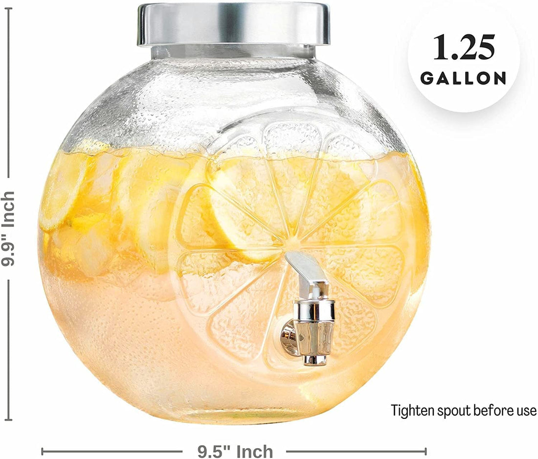 Glass Water Jug with Lid & Spout - 5 Liter