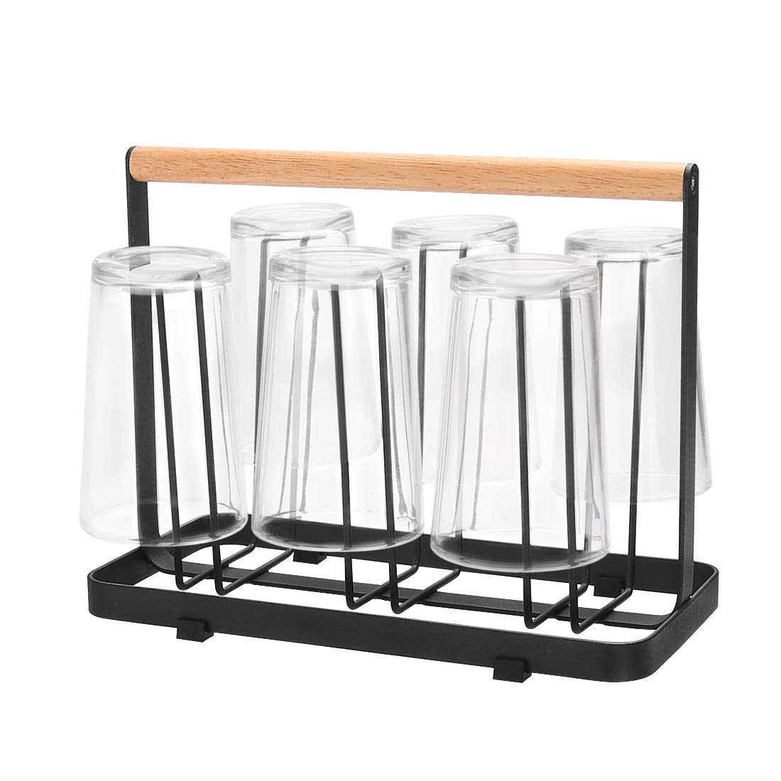 6 Piece Glass Holder & Cup Stand Metal