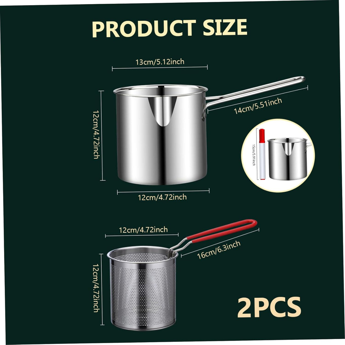 Deep Frying Pot with Strainer Basket - 1200ml