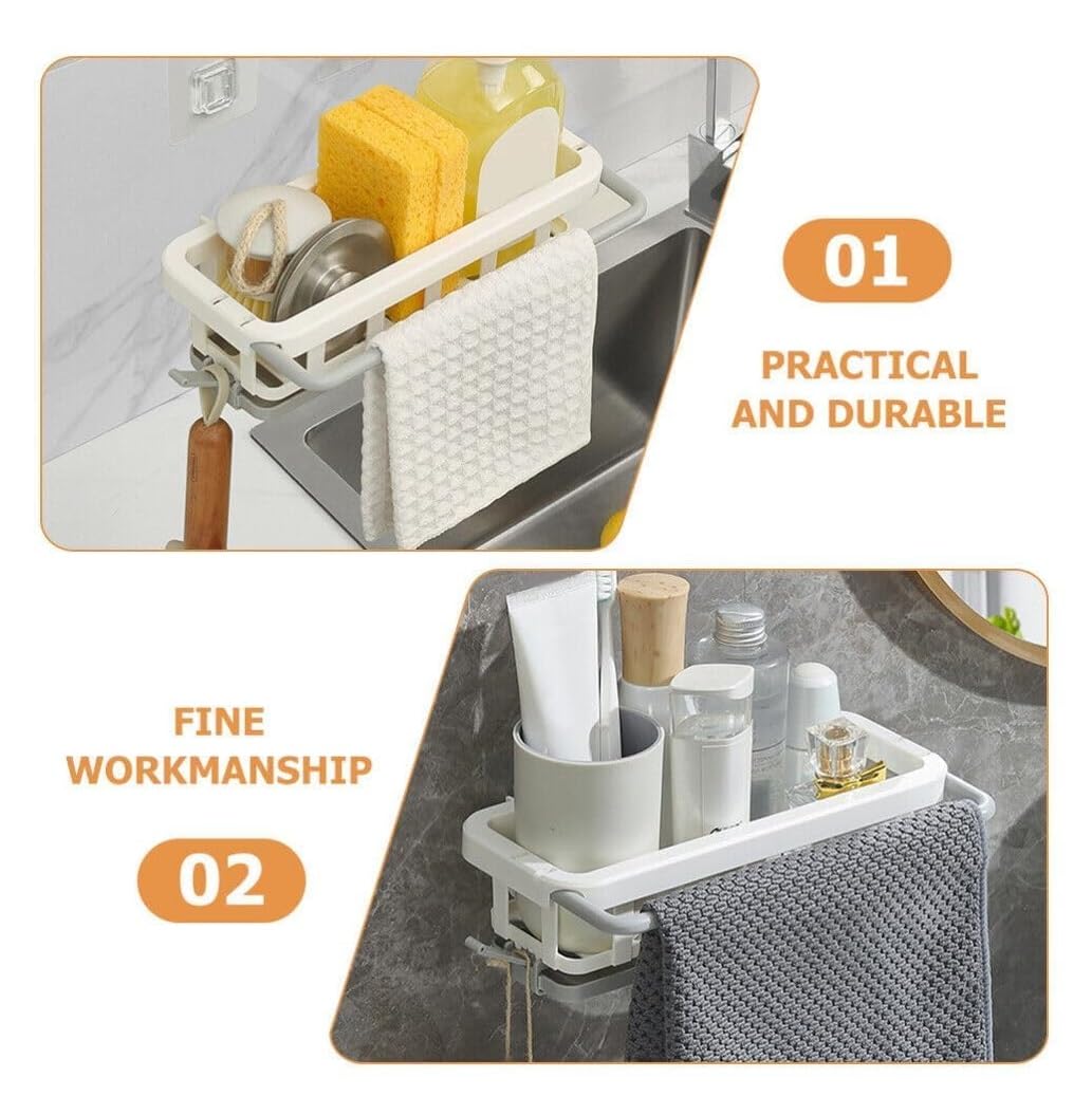 Wall Mount Kitchen Sink Organizer with Towel Rack