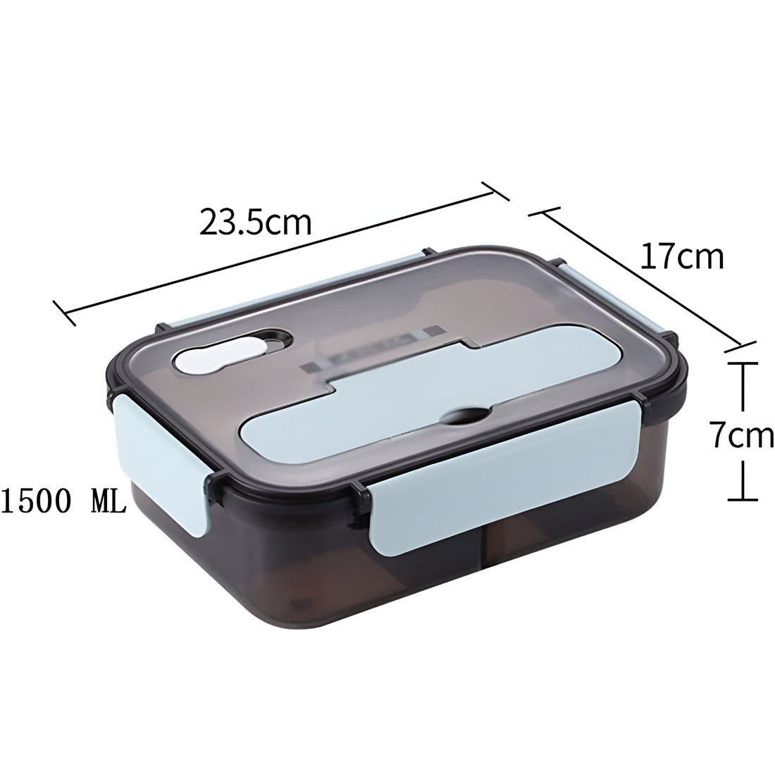 2 Compartment Lunch Box with Spoon & Fork - 1500ml (Multicolor)