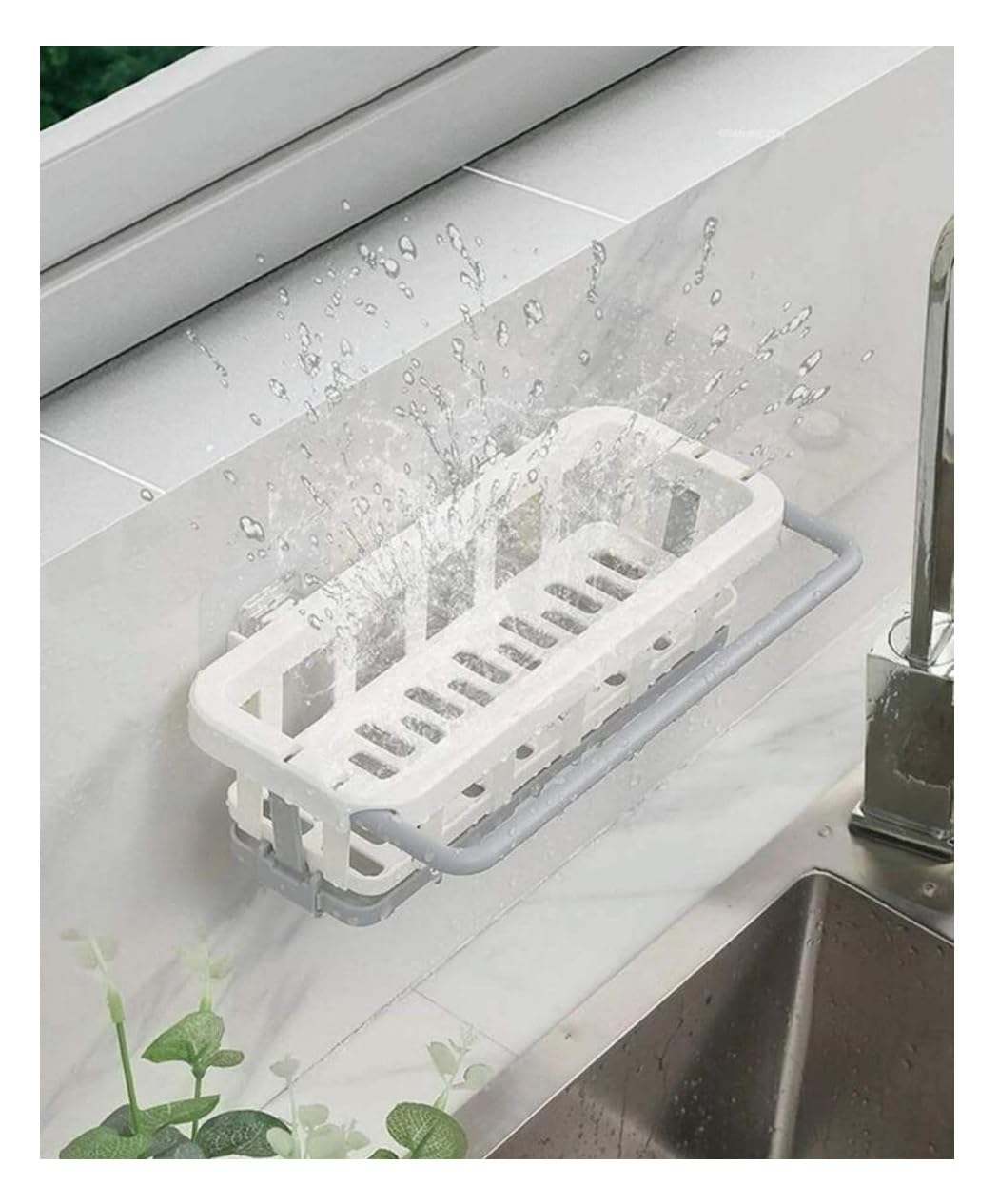 Wall Mount Kitchen Sink Organizer with Towel Rack