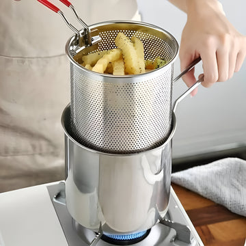 Deep Frying Pot with Strainer Basket - 1200ml