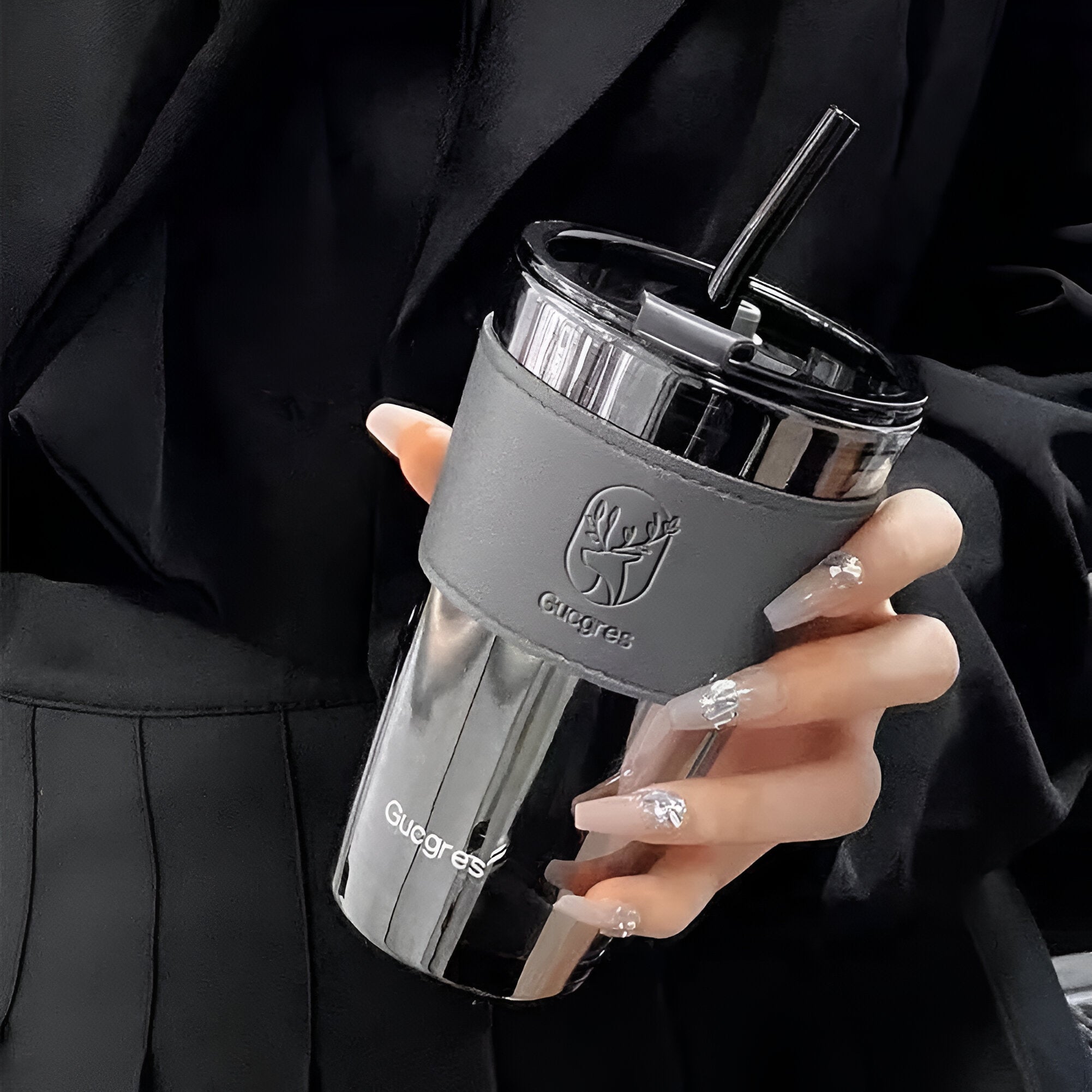 Glass Coffee Mugs with Straw and Lid - 500ml