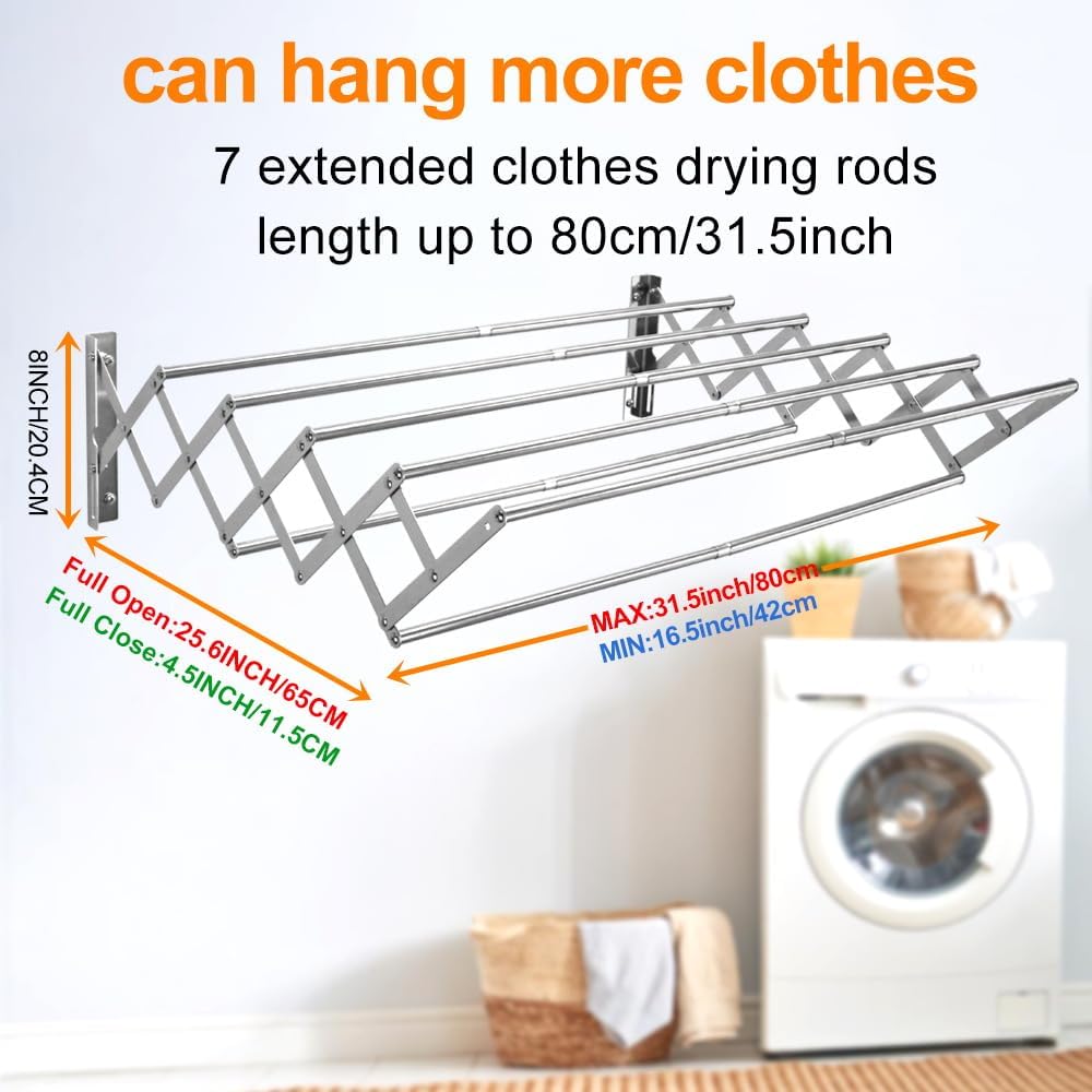 Wall Mount Clothes Drying Rack